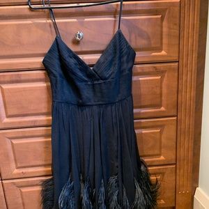 Unique black feather trimmed minidress